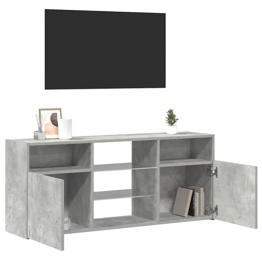 Meuble TV avec lumières LED gris béton 120x30x50 cm - 5