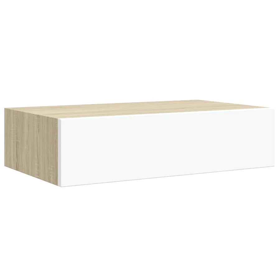 Étagère murale à tiroirs en chêne et blanc 40 x 23,5 x 10 cm MDF - 5