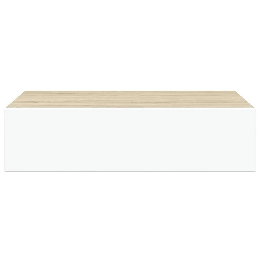 Étagère murale à tiroirs en chêne et blanc 40 x 23,5 x 10 cm MDF - 6