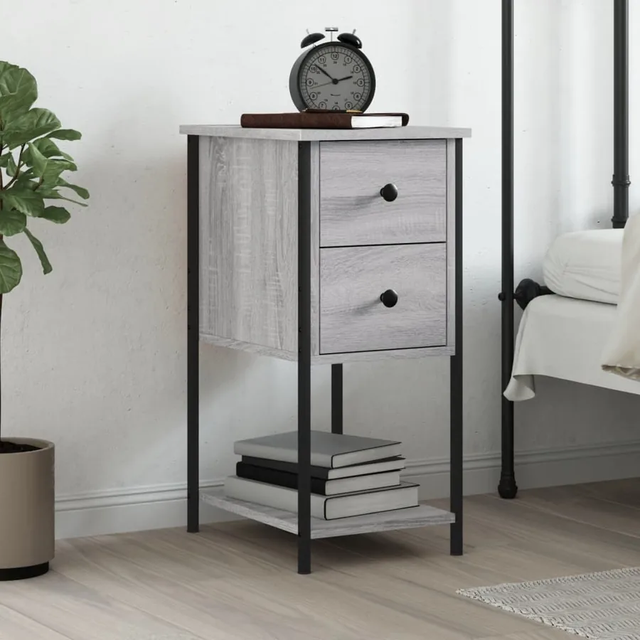 Table de chevet sonoma gris 32x42x70 cm bois d'ingénierie