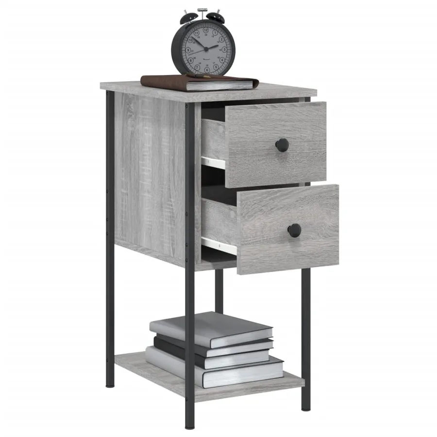 Table de chevet sonoma gris 32x42x70 cm bois d'ingénierie - 4