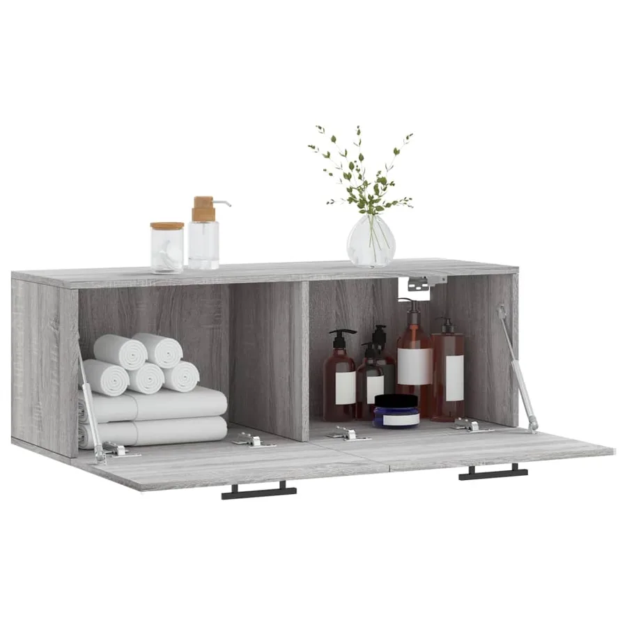 Armoire murale sonoma gris 100x36,5x35 cm bois d'ingénierie - 4