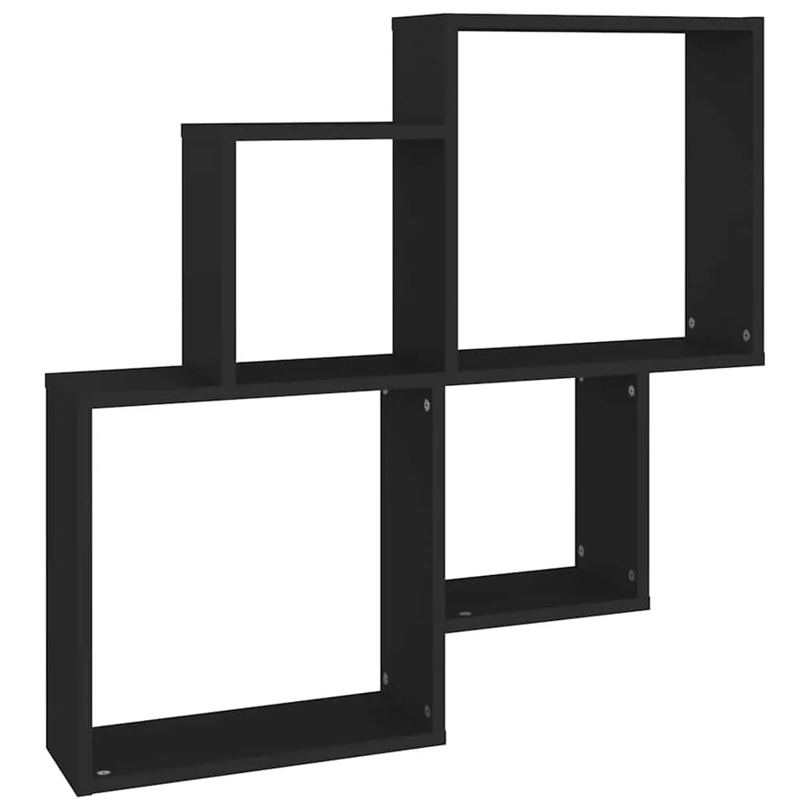 Étagère murale cube Noir 80x15x78,5 cm Bois d’ingénierie - 2
