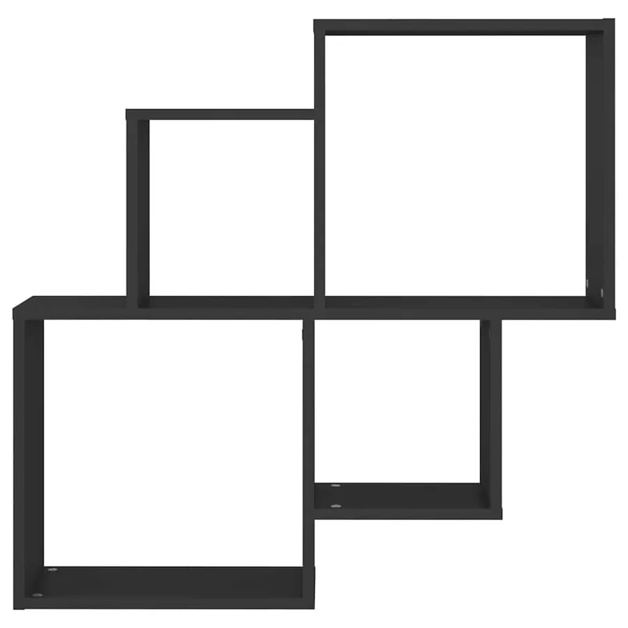 Étagère murale cube Noir 80x15x78,5 cm Bois d’ingénierie - 3