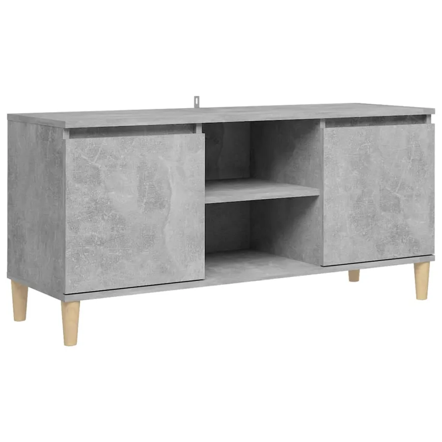 Meuble TV avec pieds en bois massif Gris béton 103,5x35x50 cm - 2