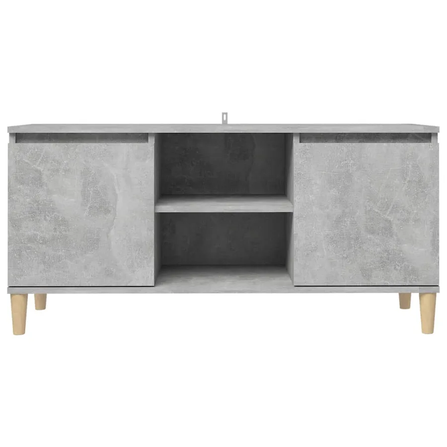 Meuble TV avec pieds en bois massif Gris béton 103,5x35x50 cm - 5
