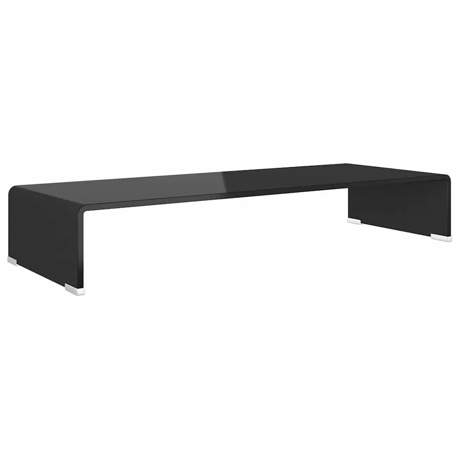 Meuble TV/support pour moniteur 80x30x13 cm verre noir - 2