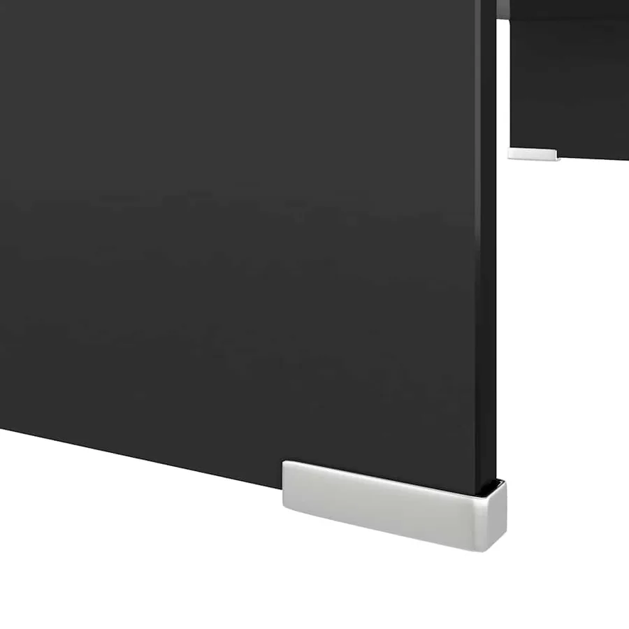 Meuble TV/support pour moniteur 80x30x13 cm verre noir - 5