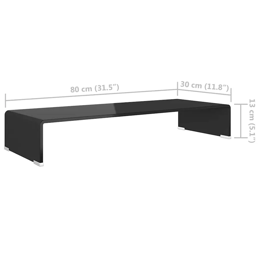 Meuble TV/support pour moniteur 80x30x13 cm verre noir - 6