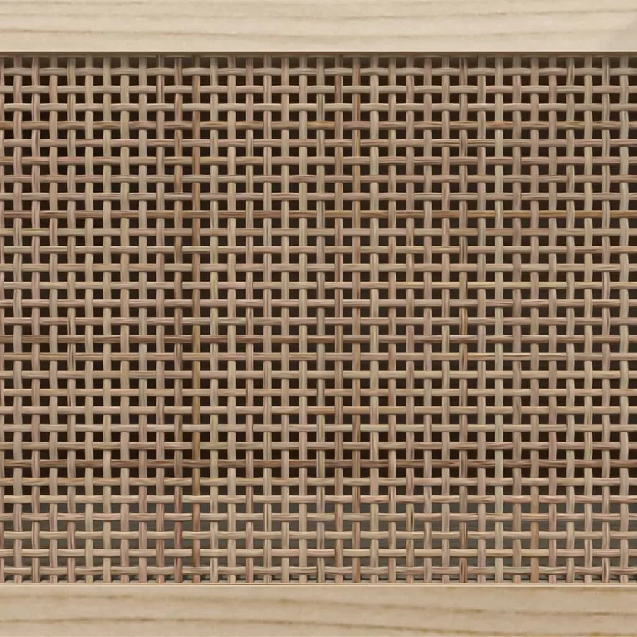 Meuble TV Marron 105x30x40 cm Bois de pin massif rotin naturel - 6