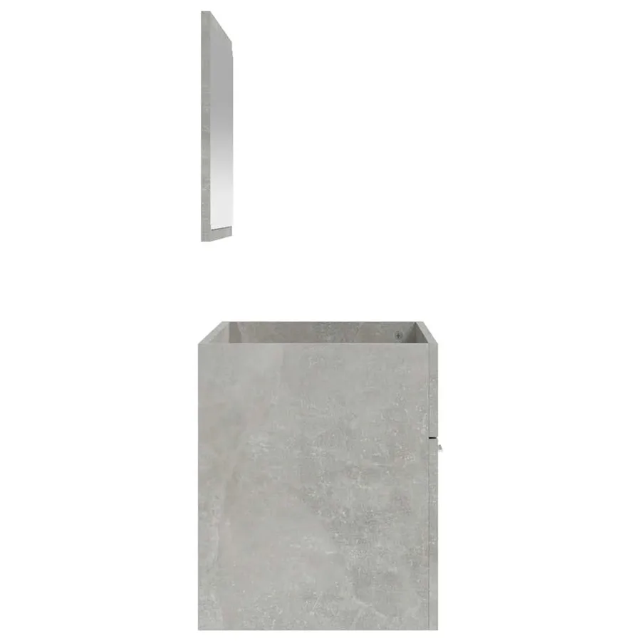 Armoire de bain avec miroir gris béton bois d'ingénierie - 6