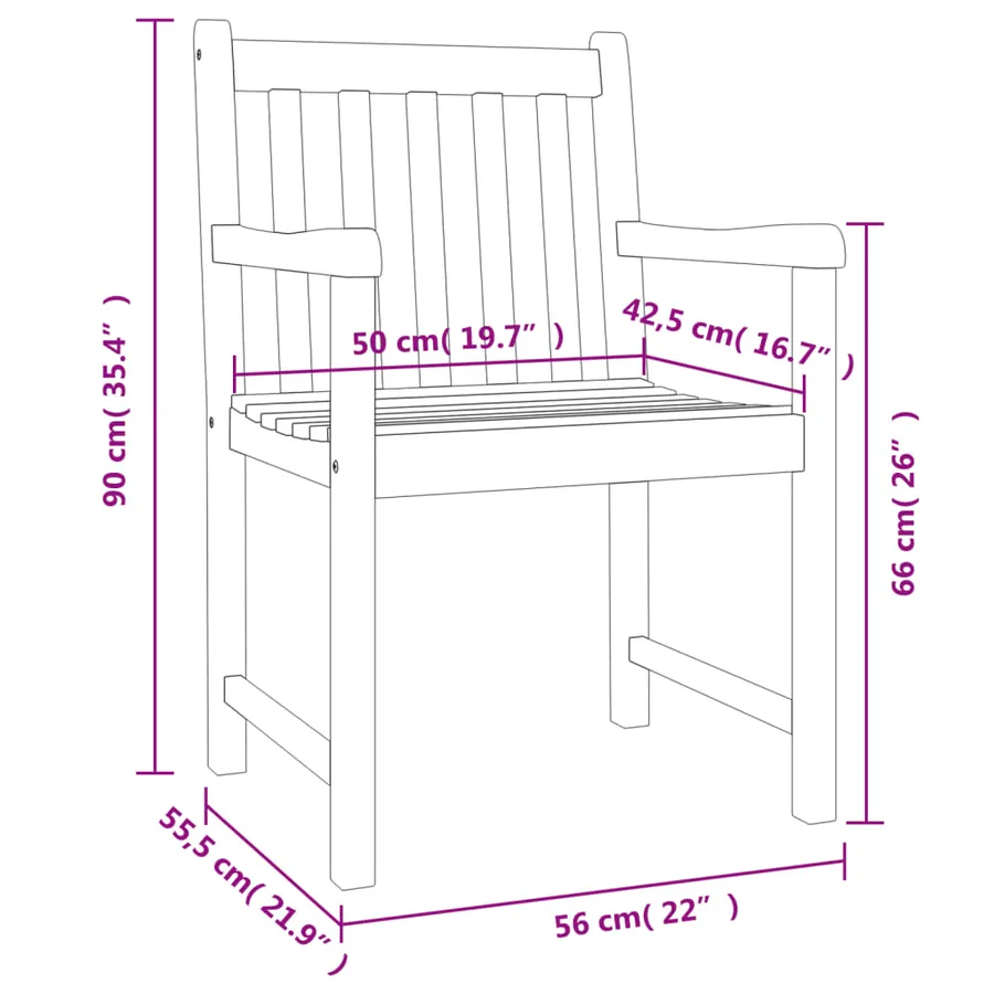 Chaises de jardin 4 pcs Naturel Bois d'Acacia Massif Empilable - 8
