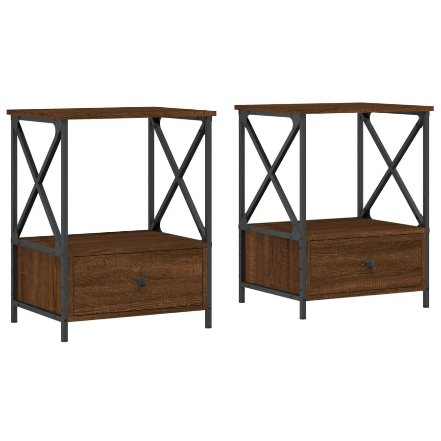 Tables de chevet 2 pcs chêne marron 50x41x65 cm bois ingénierie - 2