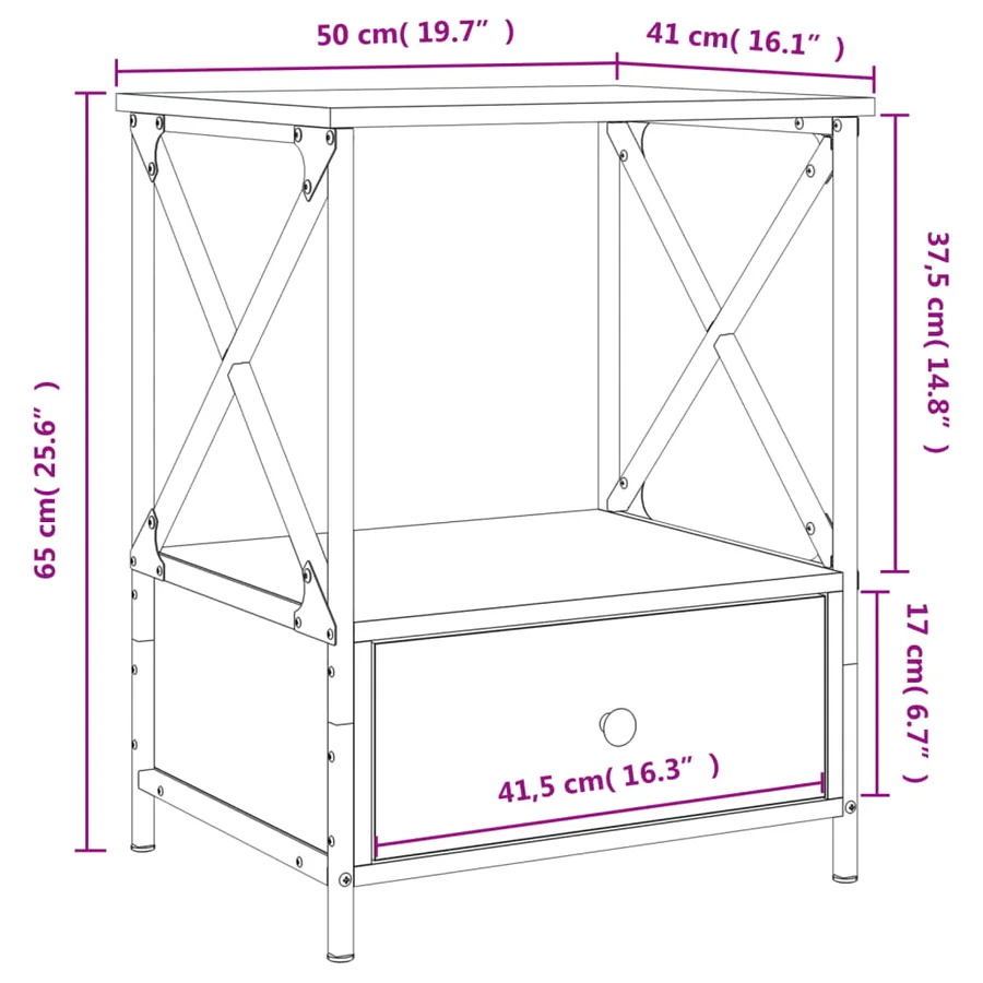 Tables de chevet 2 pcs noir 50x41x65 cm bois d’ingénierie - 11