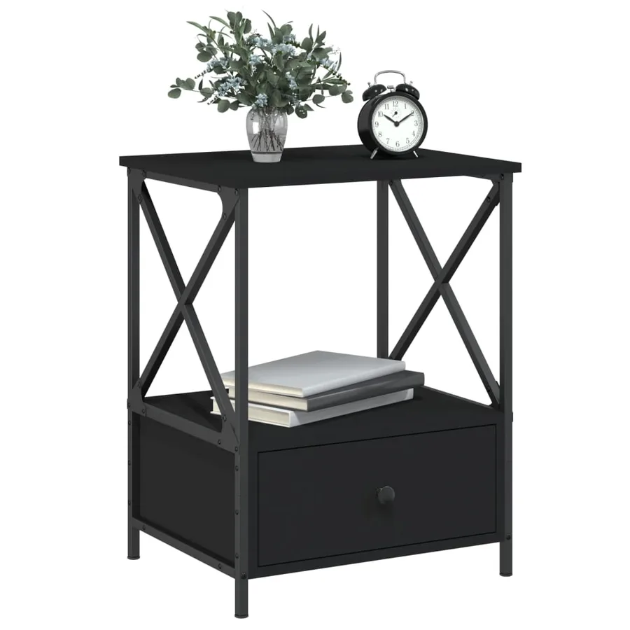 Tables de chevet 2 pcs noir 50x41x65 cm bois d’ingénierie - 3