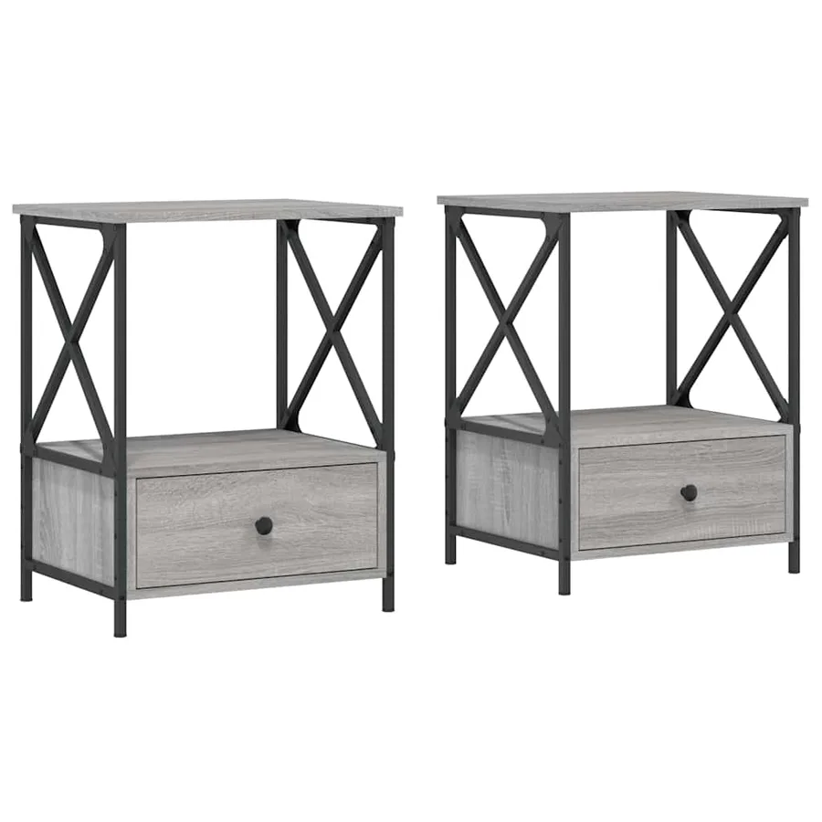 Tables de chevet 2 pcs sonoma gris 50x41x65 cm bois ingénierie - 2