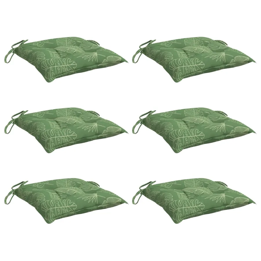 Coussins de chaise lot de 6 à motif de feuilles 40x40x7cm tissu - 3