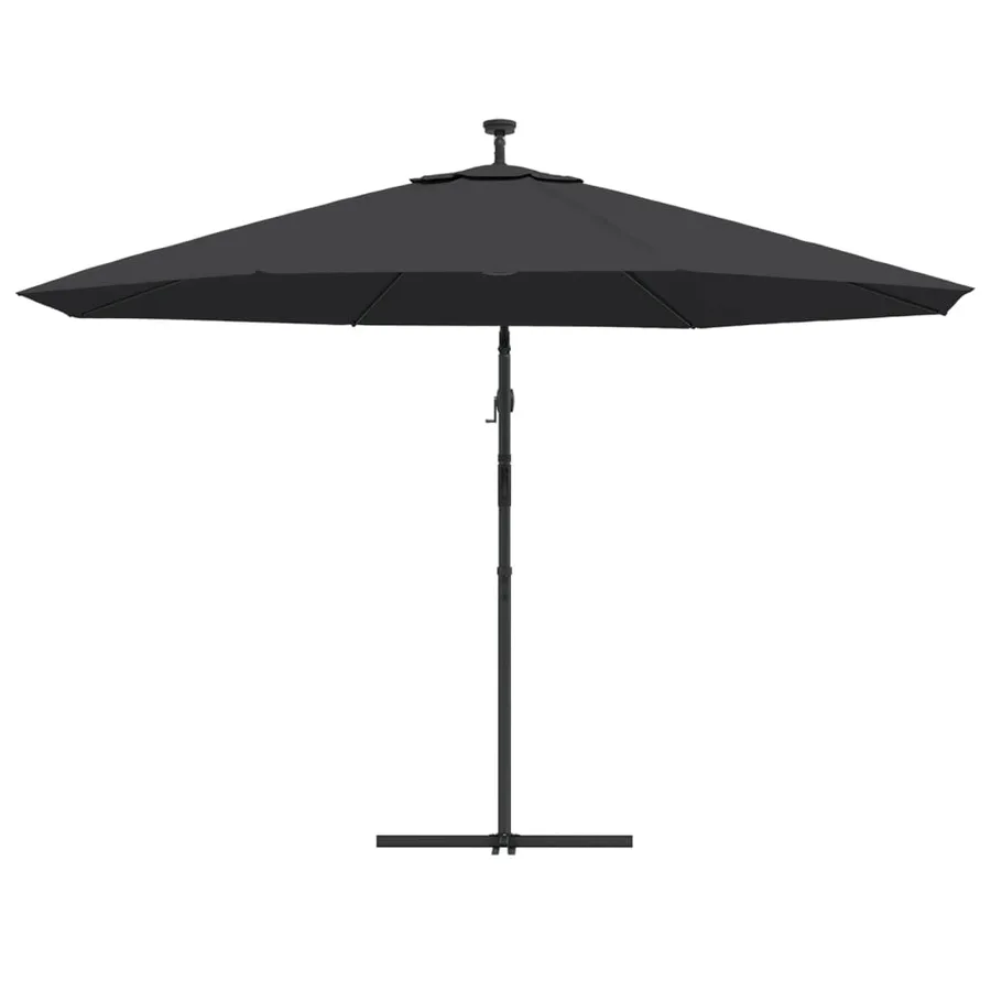Parasol de jardin en porte-à-faux avec lumières LED noir 350 cm - 7