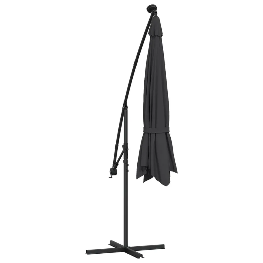 Parasol de jardin en porte-à-faux avec lumières LED noir 350 cm - 8