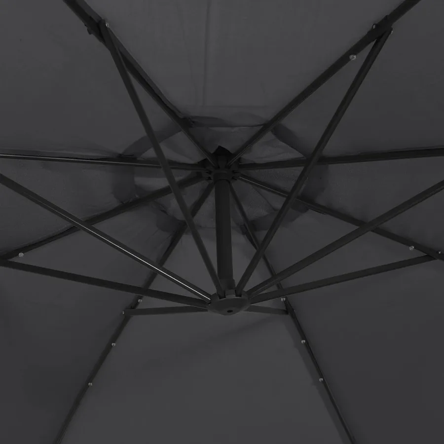 Parasol de jardin en porte-à-faux avec lumières LED noir 350 cm - 9