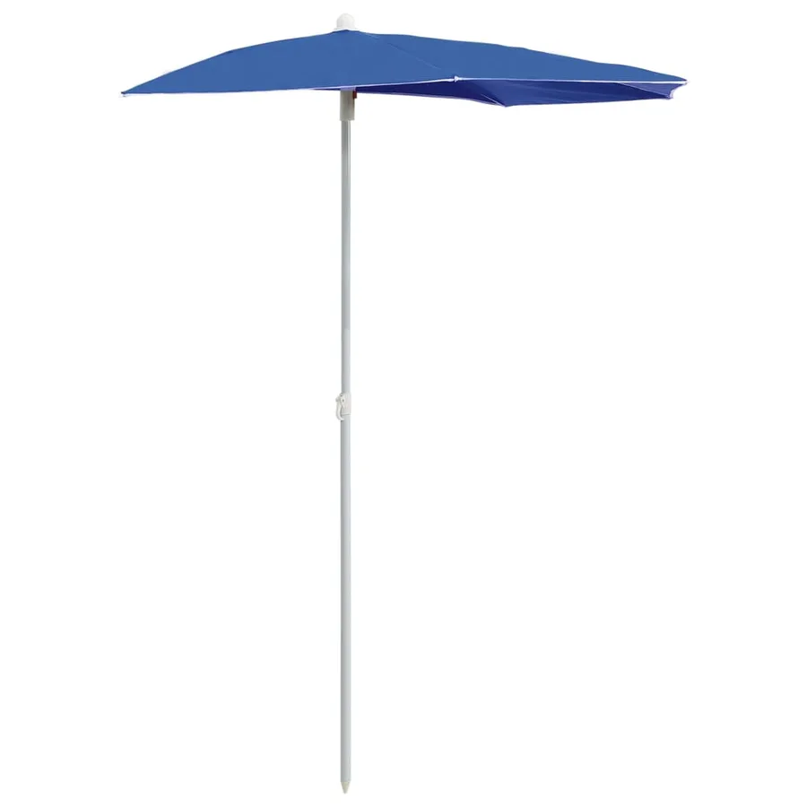 Demi-parasol de jardin avec mât 180x90 cm bleu azuré - 2