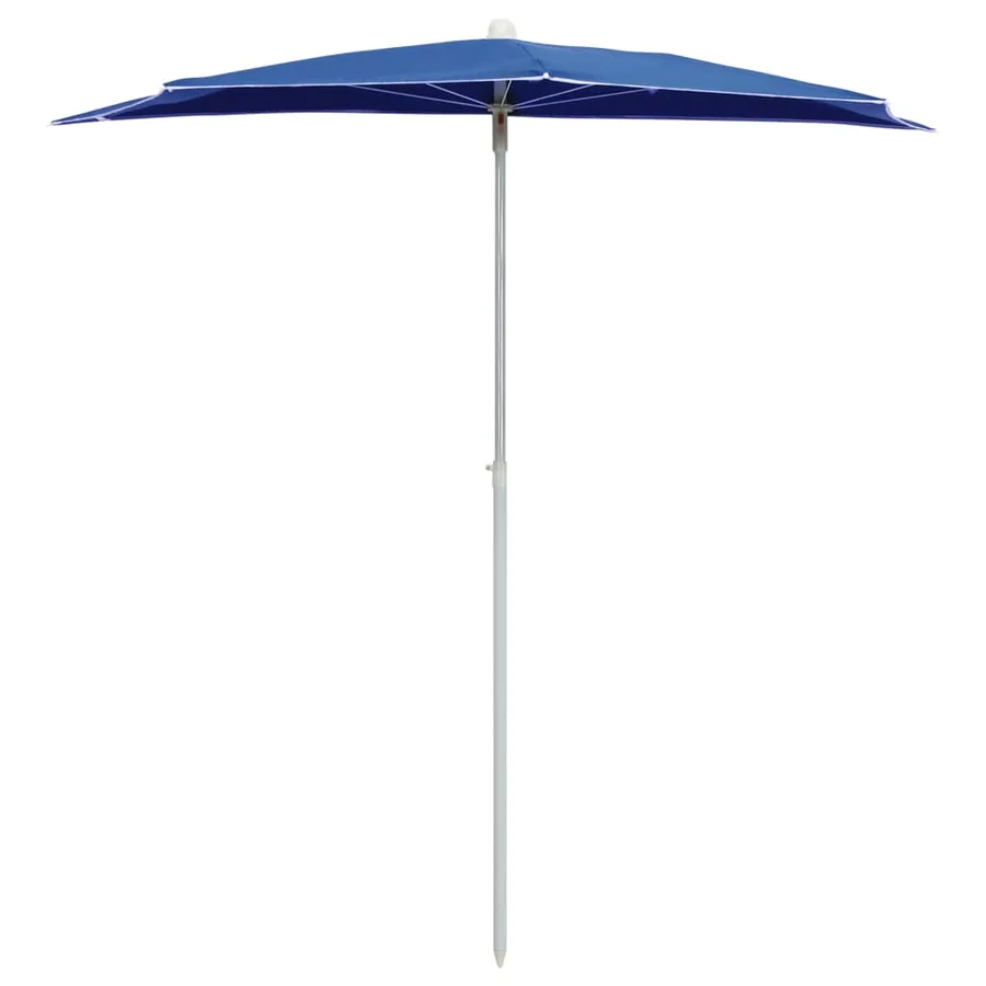 Demi-parasol de jardin avec mât 180x90 cm bleu azuré - 3