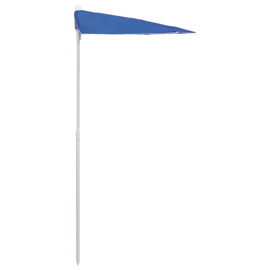 Demi-parasol de jardin avec mât 180x90 cm bleu azuré - 5