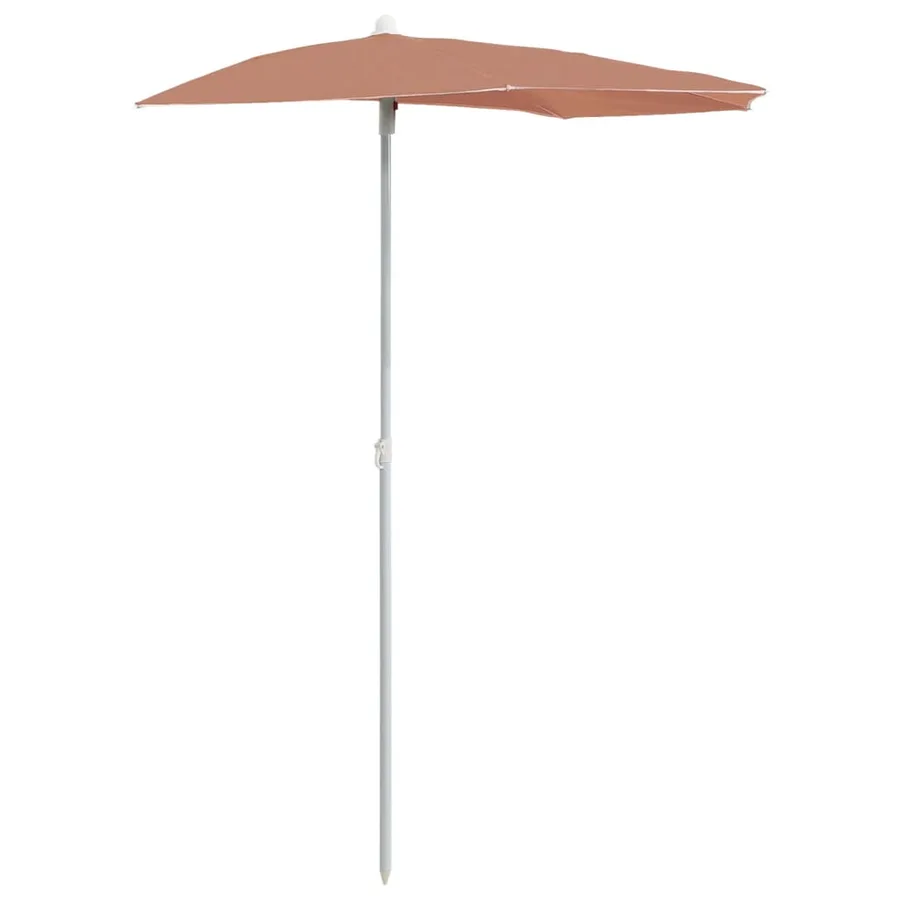 Demi-parasol de jardin avec mât 180x90 cm terre cuite - 2