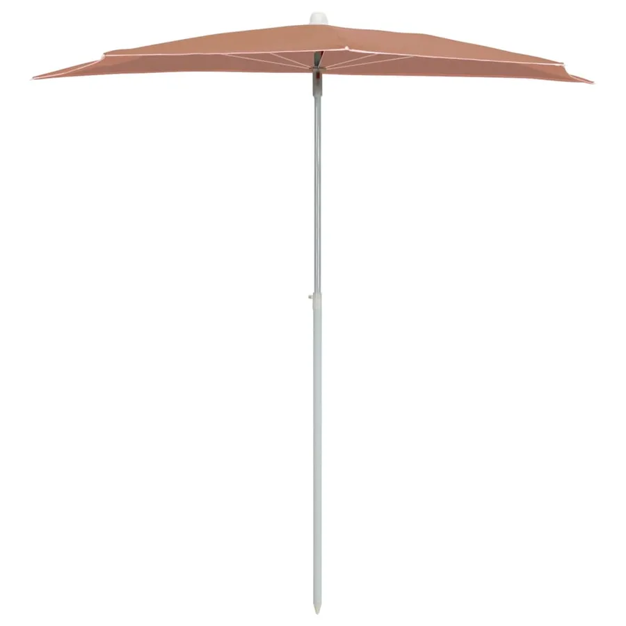 Demi-parasol de jardin avec mât 180x90 cm terre cuite - 3