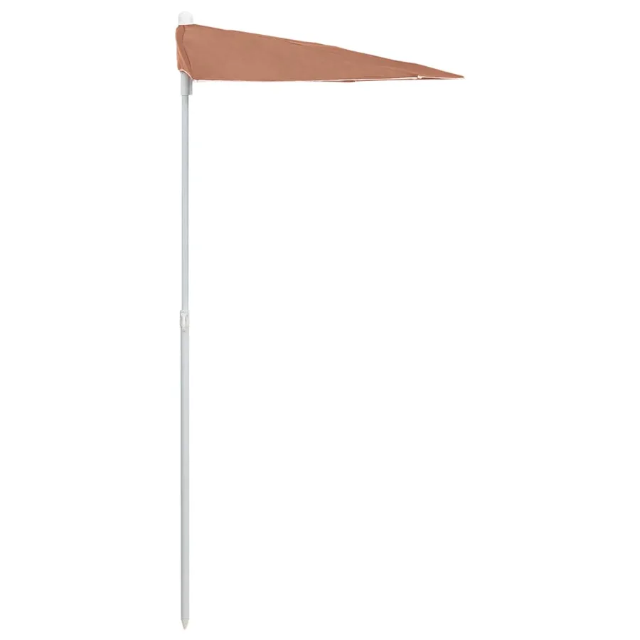 Demi-parasol de jardin avec mât 180x90 cm terre cuite - 5