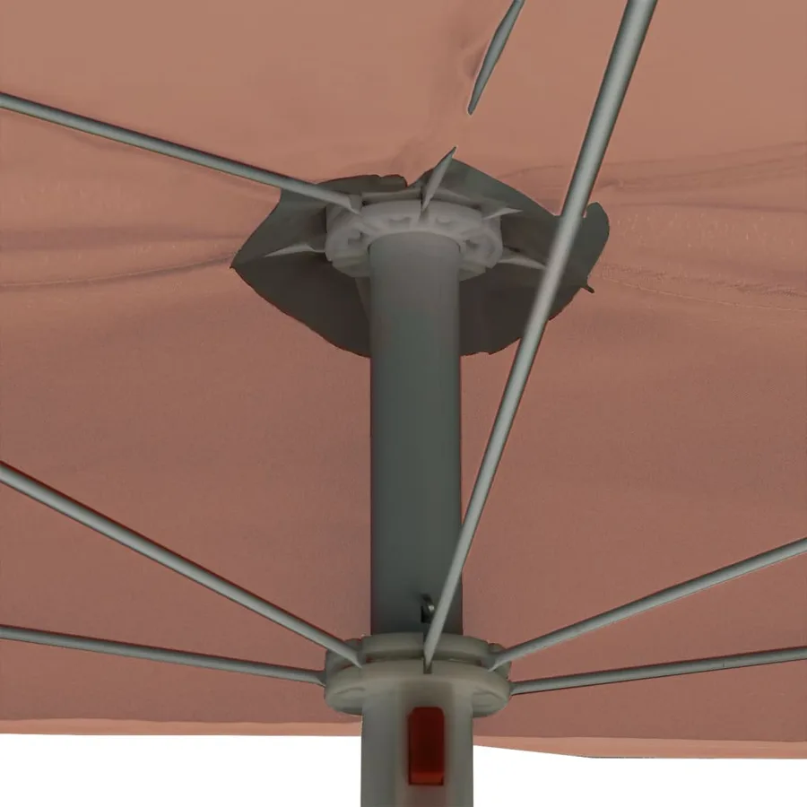 Demi-parasol de jardin avec mât 180x90 cm terre cuite - 7