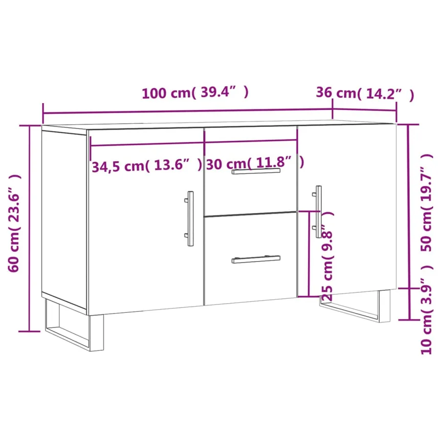 Buffet gris béton 100x36x60 cm bois d'ingénierie - 13