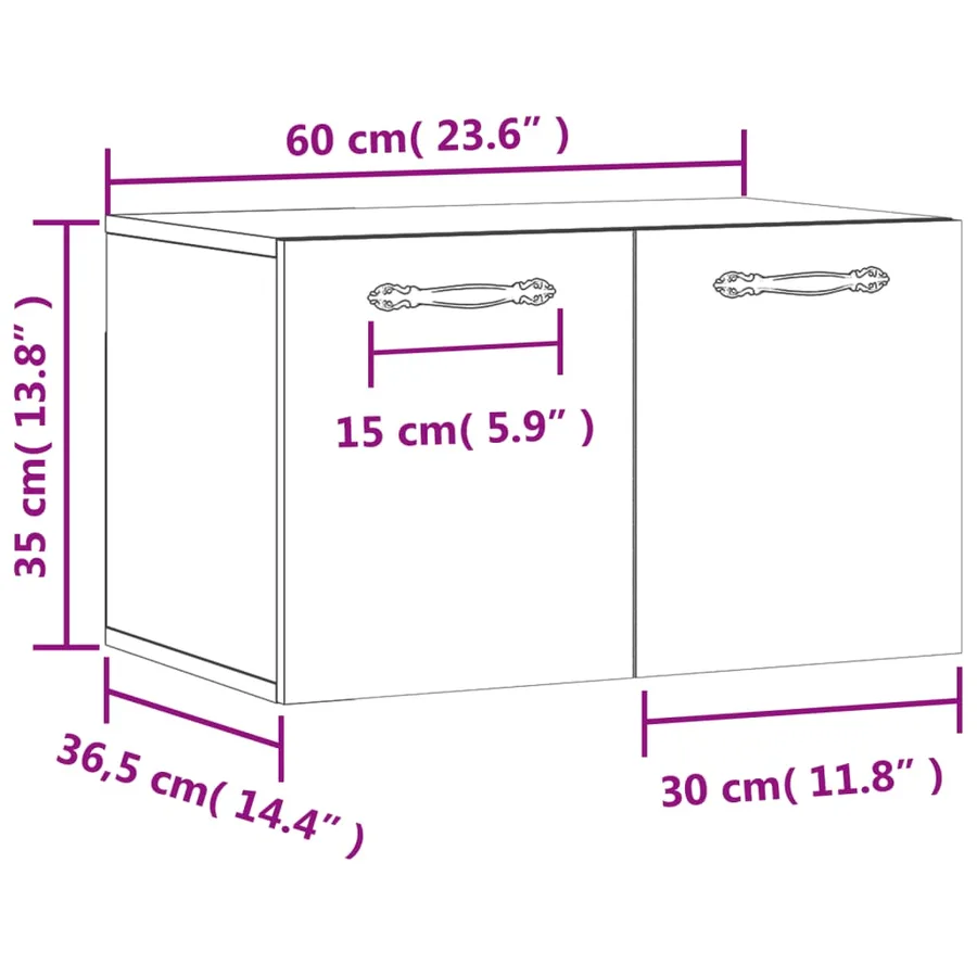 Armoire murale Blanc 60x36,5x35 cm Bois d'ingénierie - 12