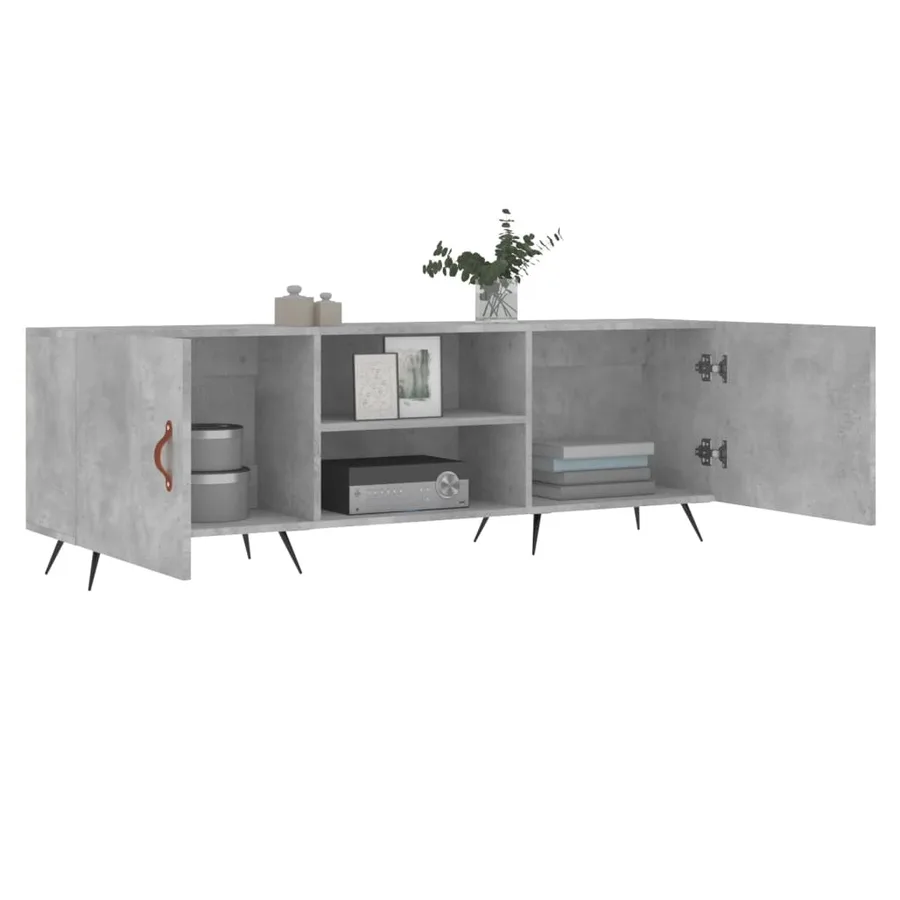 Meuble TV gris béton 150x30x50 cm bois d'ingénierie - 4