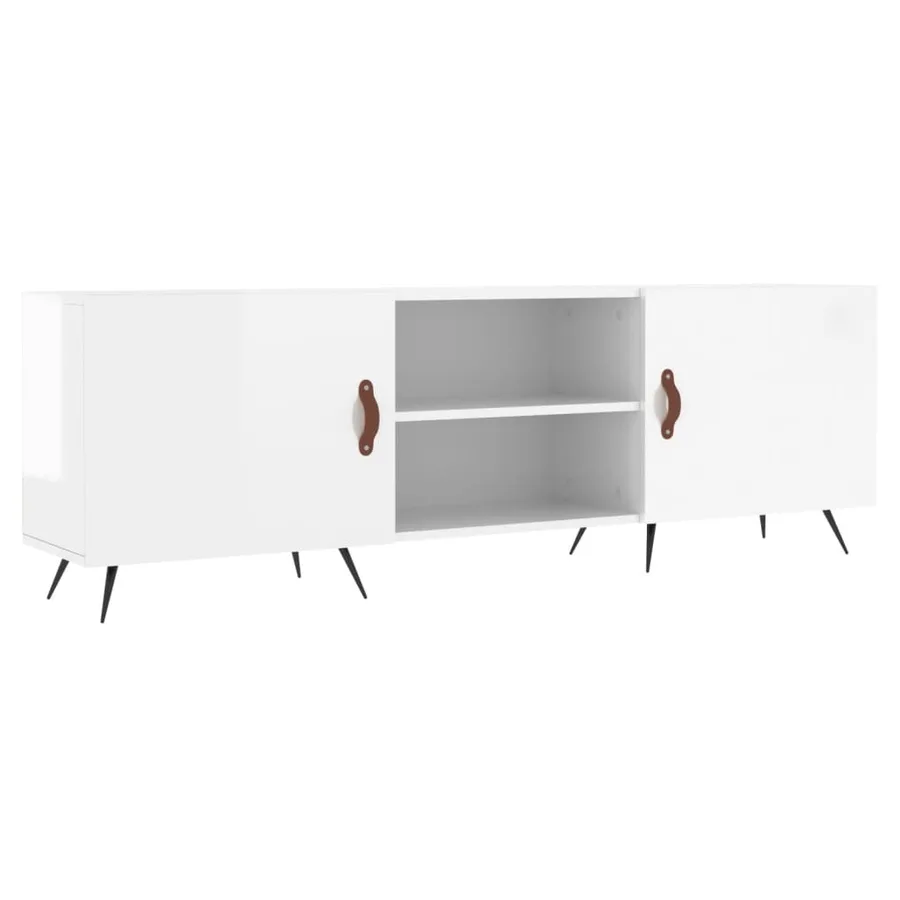 Meuble TV blanc brillant 150x30x50 cm bois d'ingénierie - 2