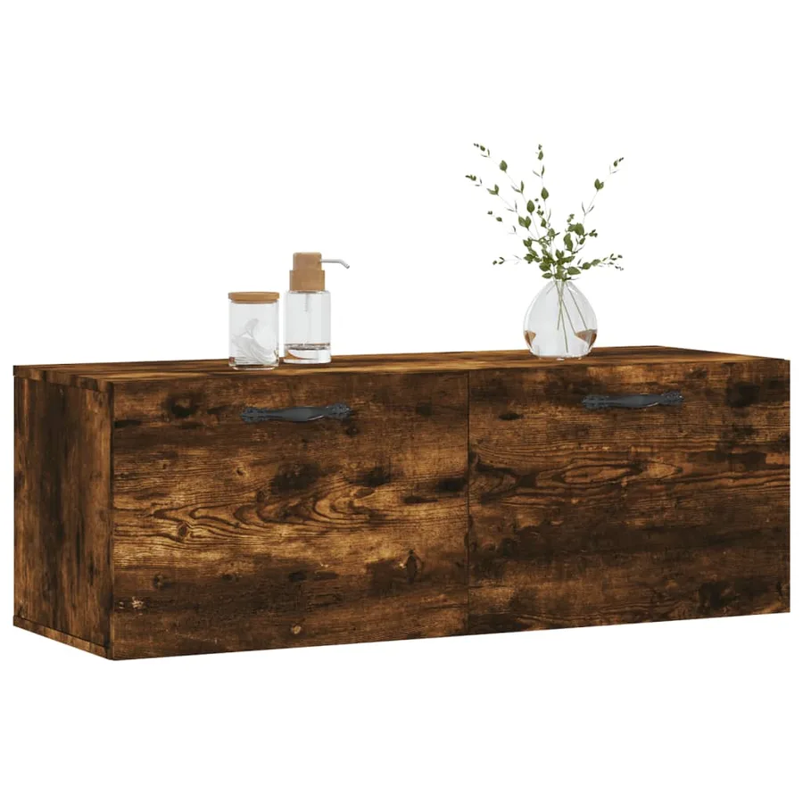 Armoire murale Chêne fumé 100x36,5x35 cm Bois d'ingénierie - 9