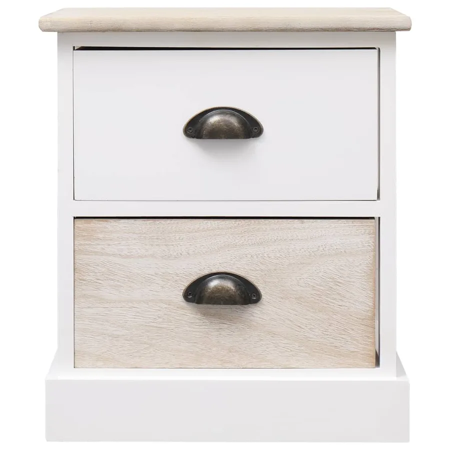 2 pcs Tables de chevet Blanc et naturel 38x28x45 cm Paulownia - 4
