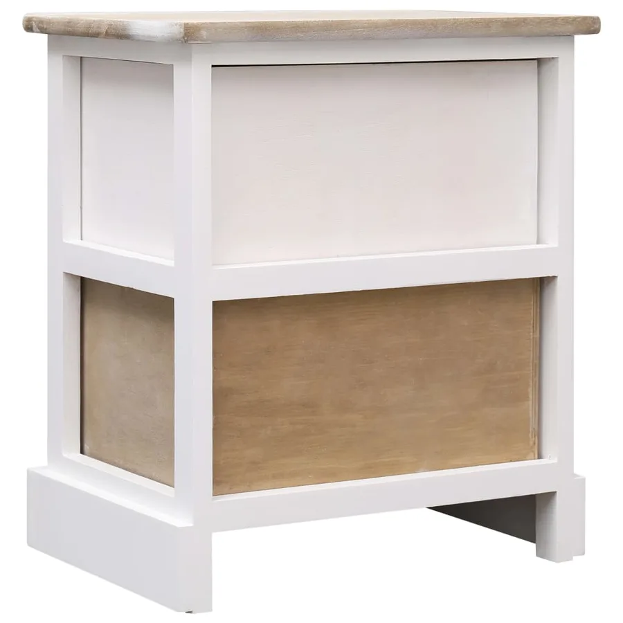 2 pcs Tables de chevet Blanc et naturel 38x28x45 cm Paulownia - 5