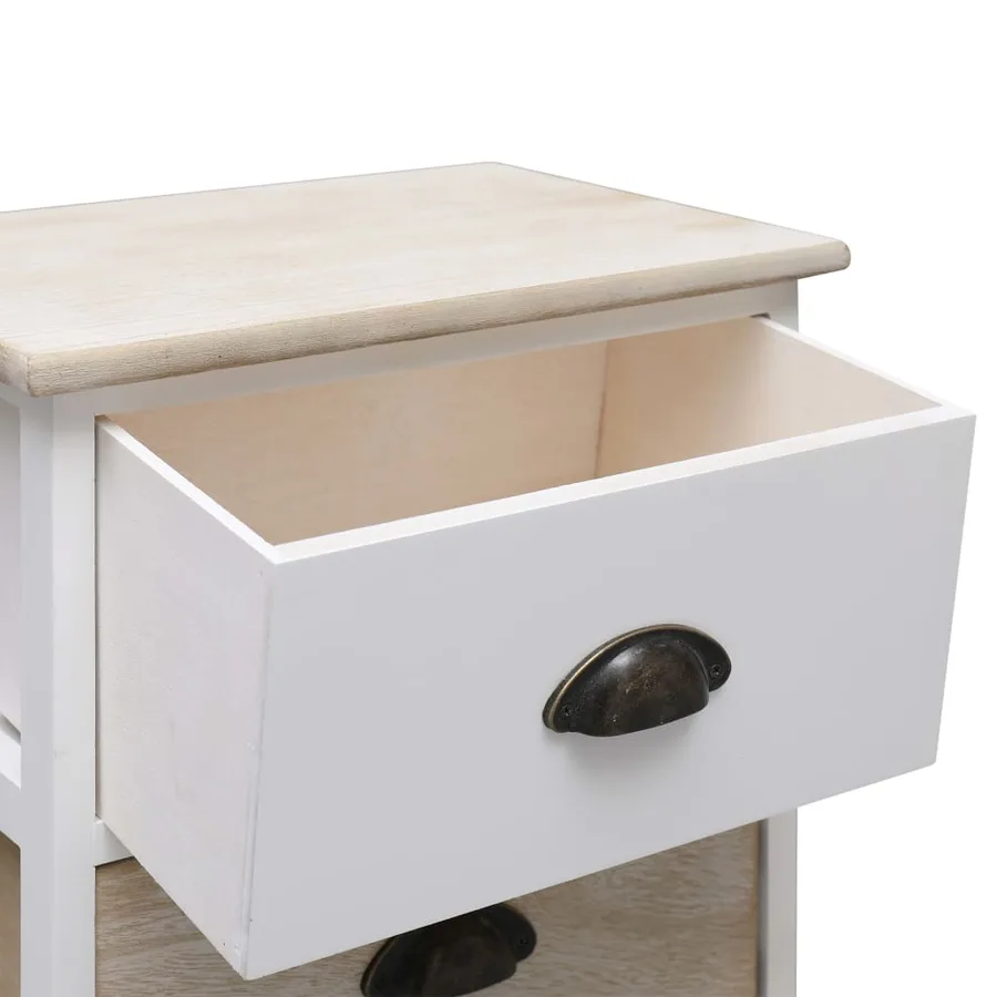 2 pcs Tables de chevet Blanc et naturel 38x28x45 cm Paulownia - 6