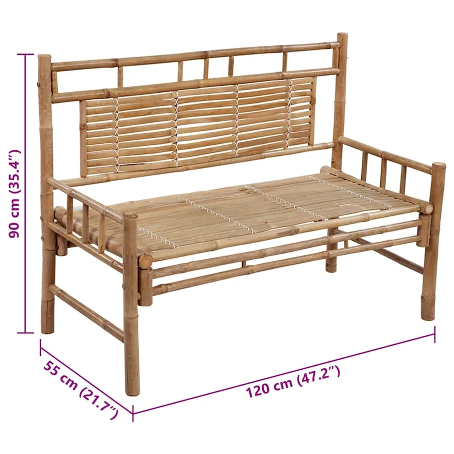 Banc de jardin avec coussin 120 cm Bambou - 8
