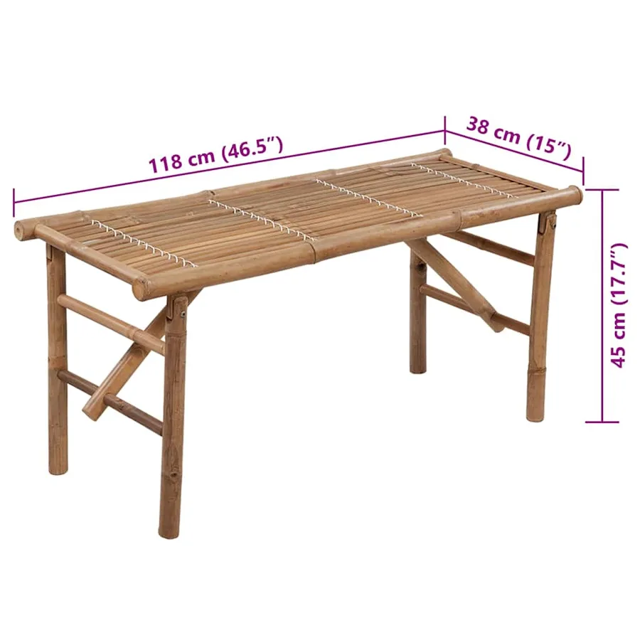 Banc de jardin pliable avec coussin 118 cm Bambou - 8