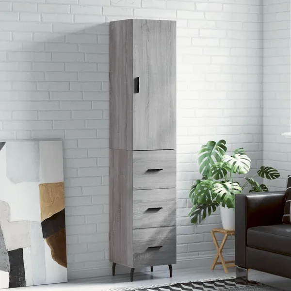Buffet haut Sonoma gris 34,5x34x180 cm Bois d'ingénierie