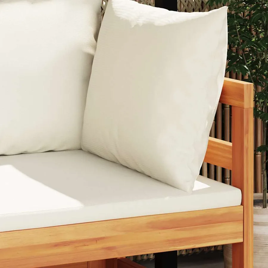 Salon de jardin 2 pcs avec coussins blanc crème Bois d'acacia - 3