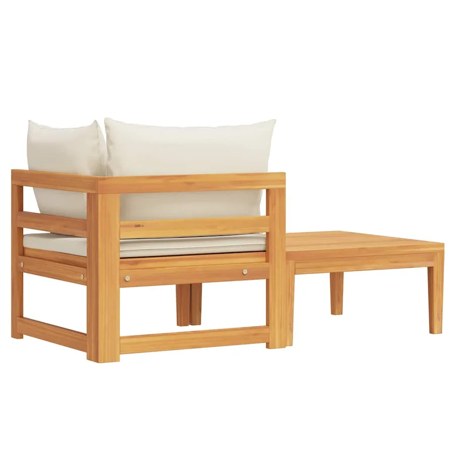 Salon de jardin 2 pcs avec coussins blanc crème Bois d'acacia - 7