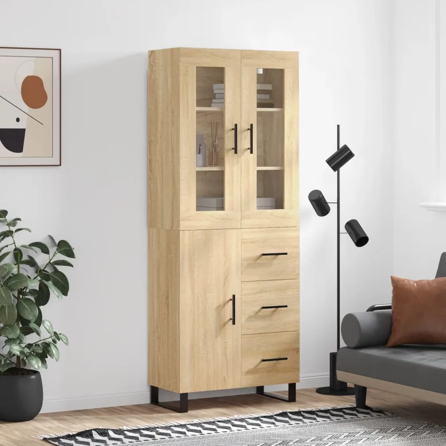 Buffet haut Chêne sonoma 69,5x34x180 cm Bois d'ingénierie