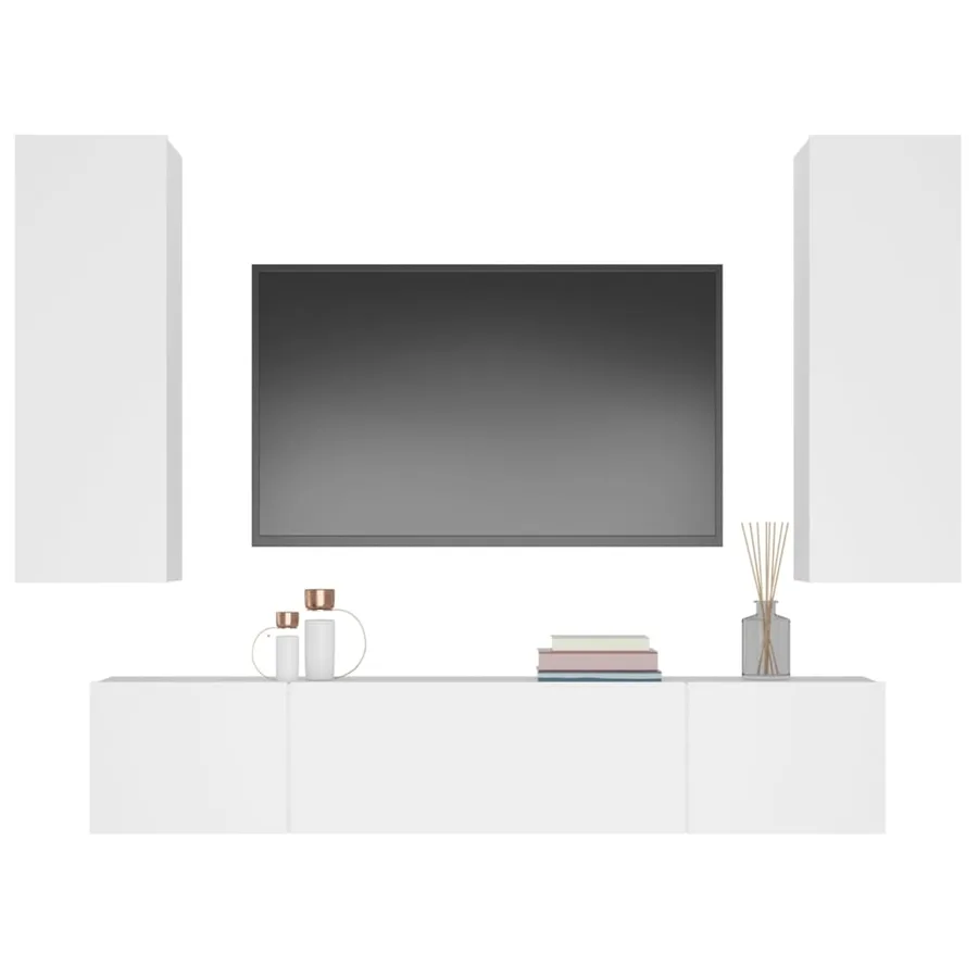 Ensemble de meubles TV 4 pcs Blanc Bois d'ingénierie - 8
