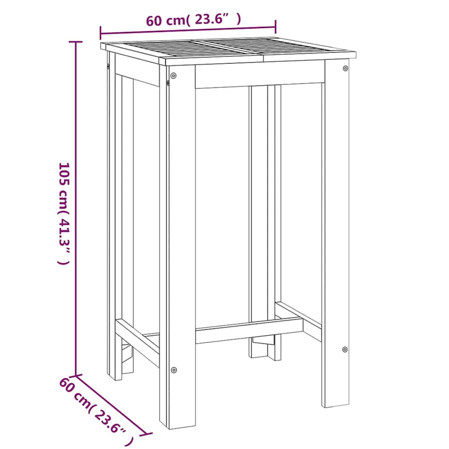 Ensemble de bar de jardin 3 pcs bois d'acacia solide - 9
