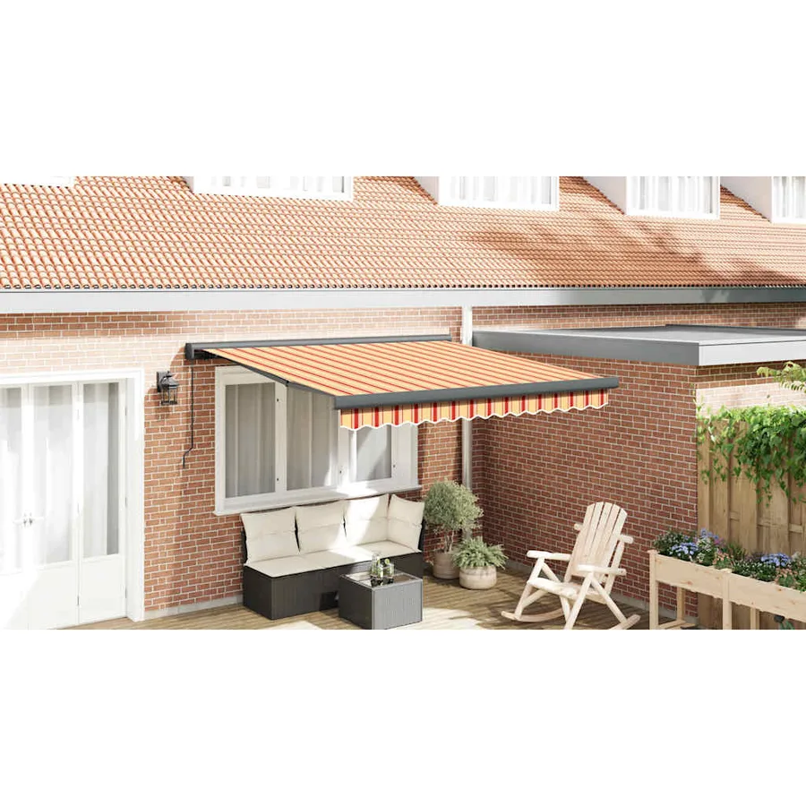Auvent rétractable jaune et blanc 3x2,5 m tissu et aluminium - 8