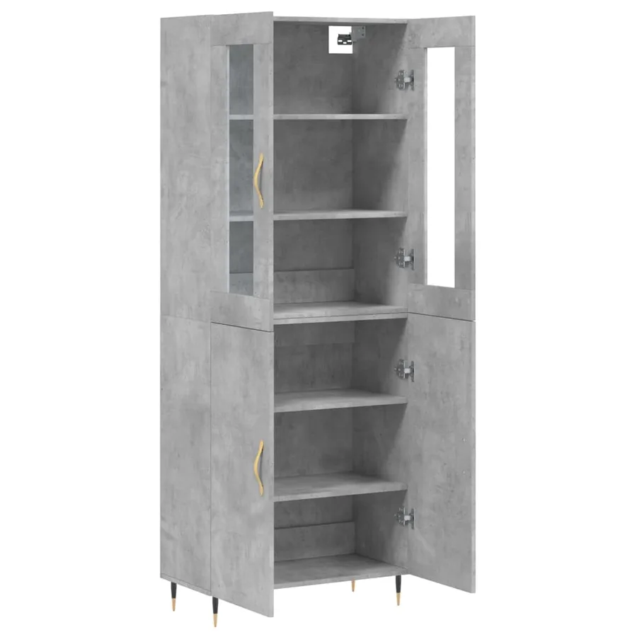 Buffet haut Gris béton 69,5x34x180 cm Bois d'ingénierie - 4