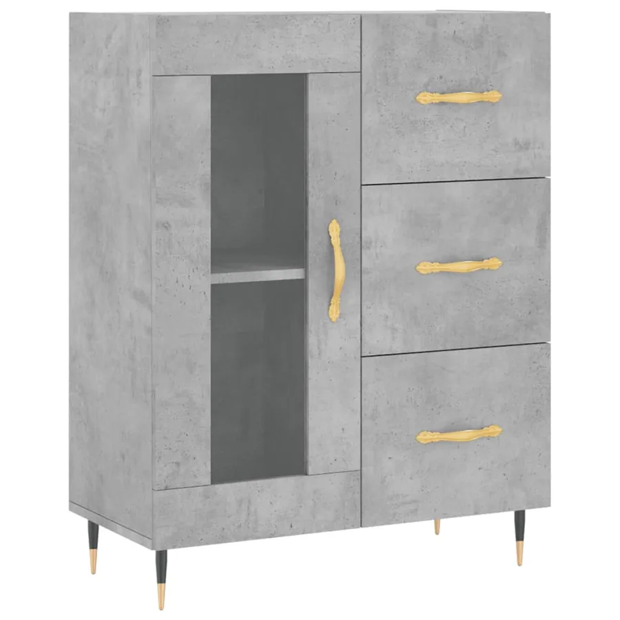 Buffet haut Gris béton 69,5x34x180 cm Bois d'ingénierie - 7